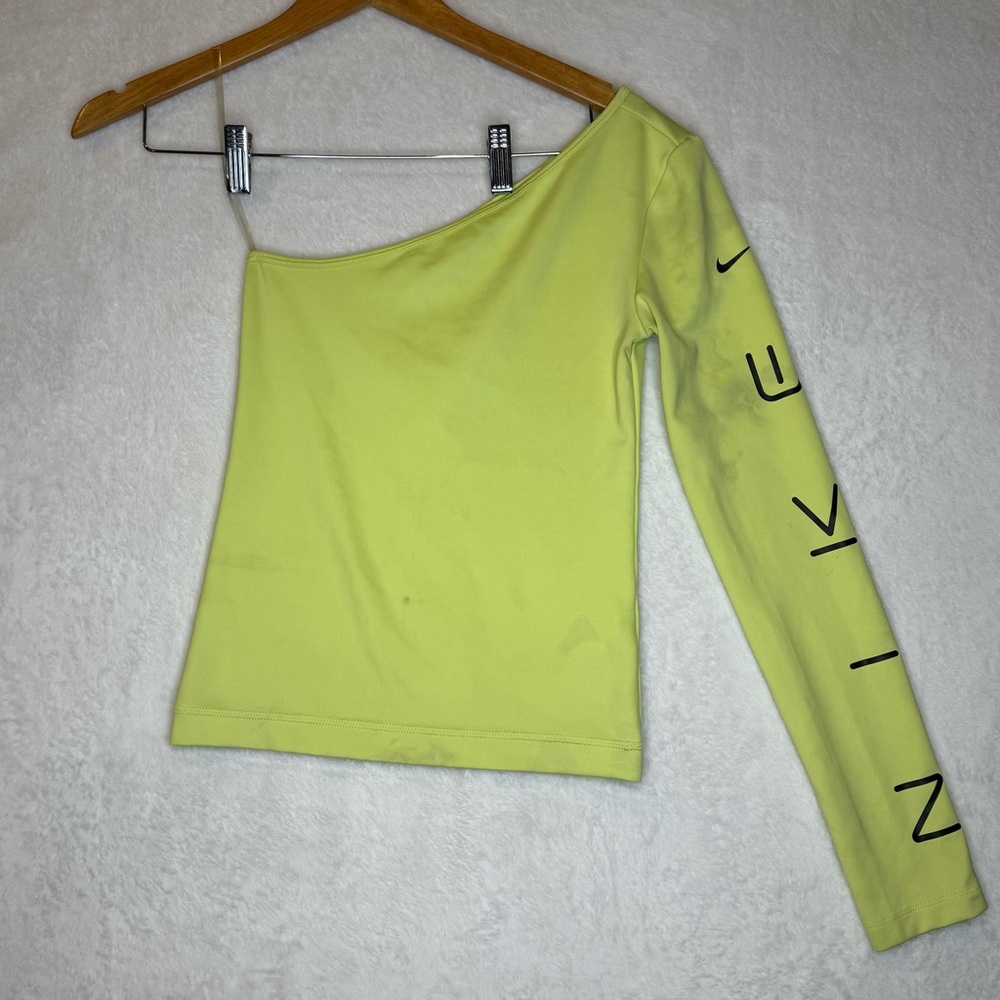 Nike Women's Lime Long Sleeve One-Shoulder Top